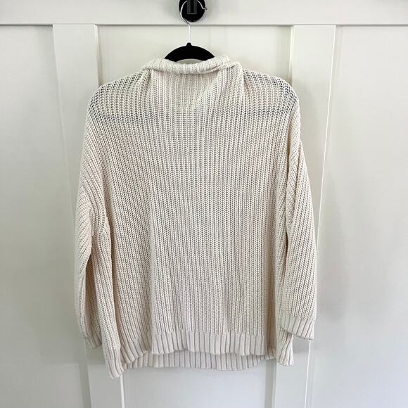 American Eagle Oversized Cream Mock Neck Knit Sweater Women's Medium - Picture 2 of 6